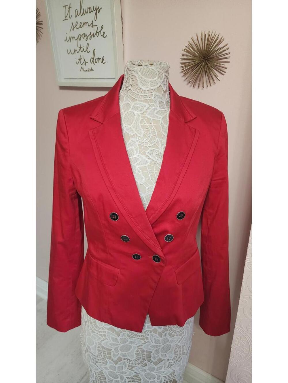 Flawless White House Black Market Red Double Breasted blazer jacket 10